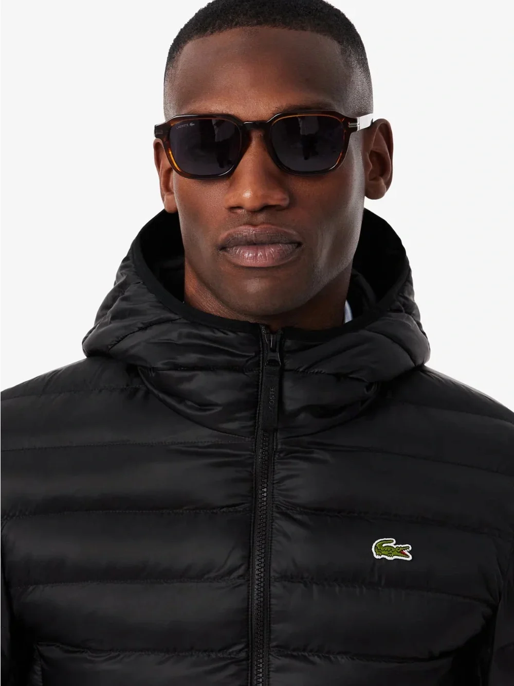 Lacoste Kids Black Packable Puffer Jacket with Hood